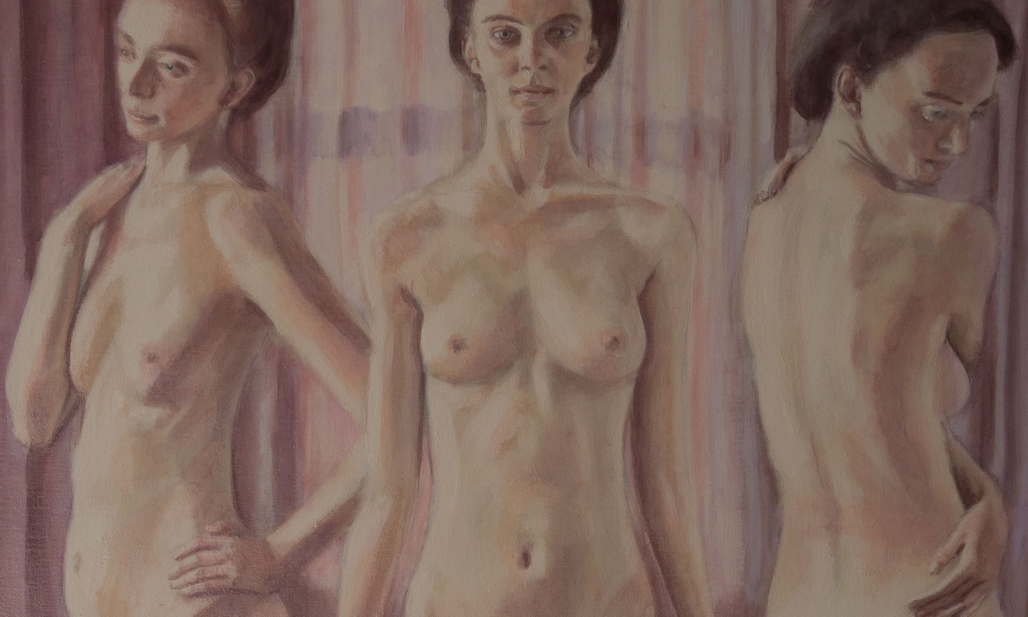 detail from maxine - the three graces oil on canvas