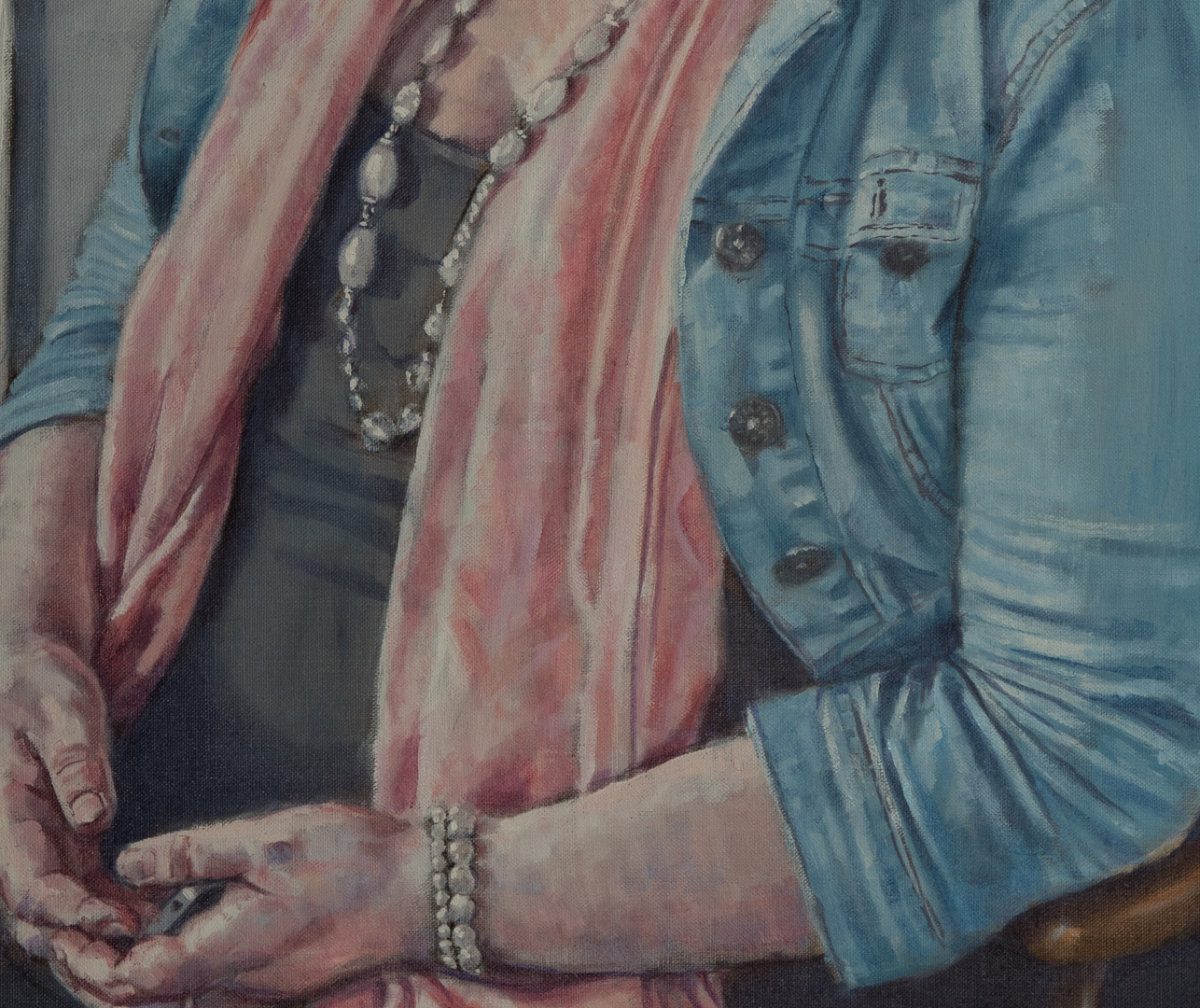 portrait of young woman wearing denim jacket