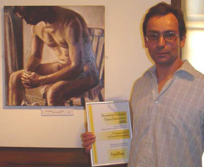 accepting first prize at the braintree open art competition