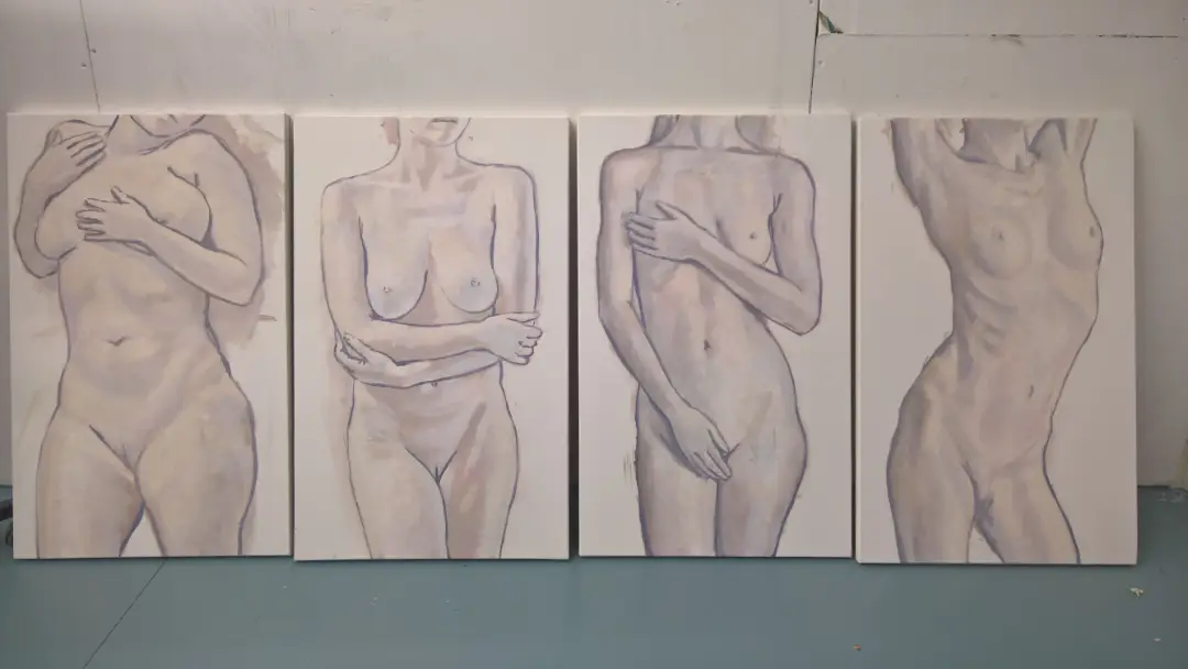 preparatory studies for paintings of headless nudes
