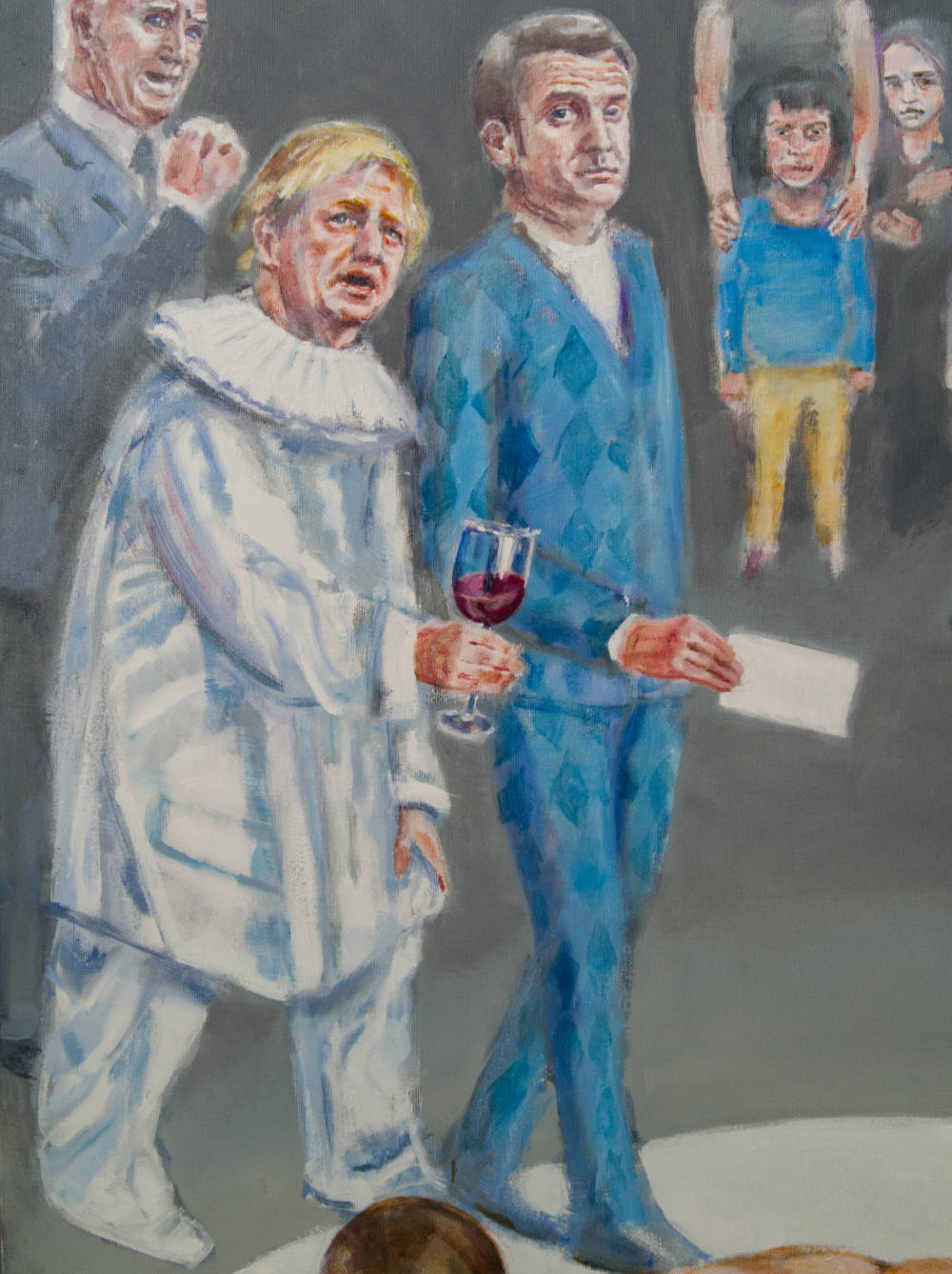 boris johnson and macron in my painting The Wrestlers