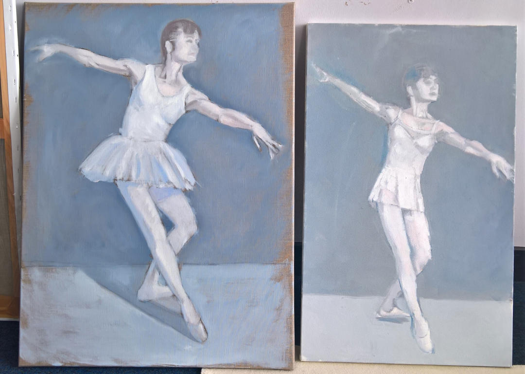 alternative layouts for ballet dancer portrait commission