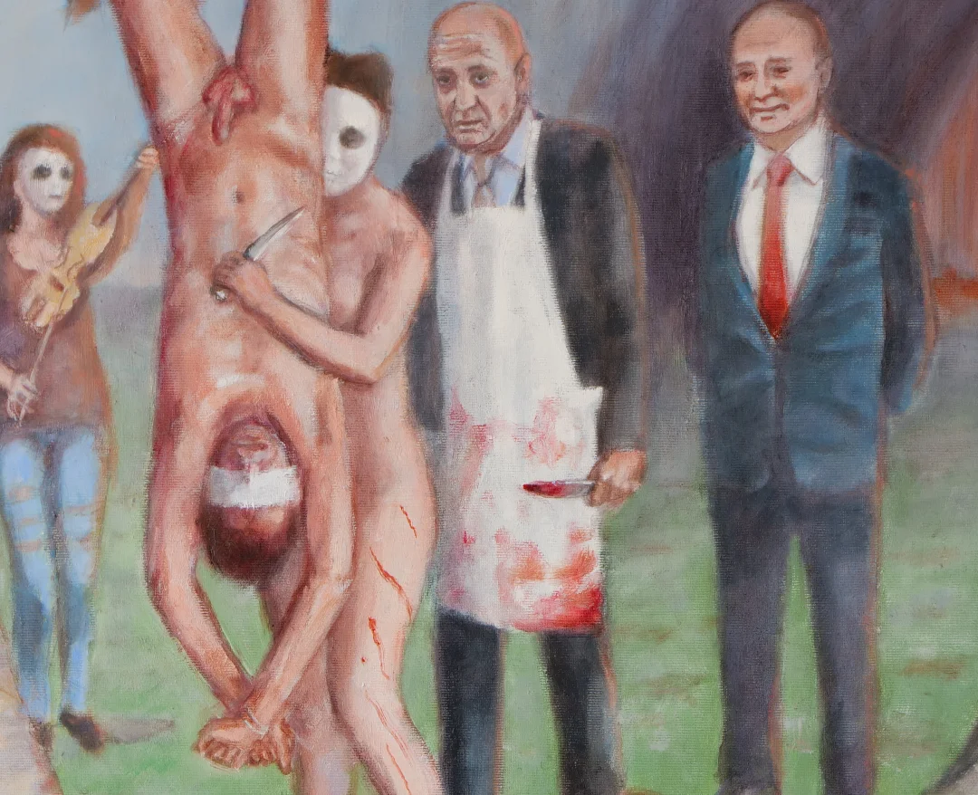 Putin and Prigozhin in detail from the painting disasters of war.