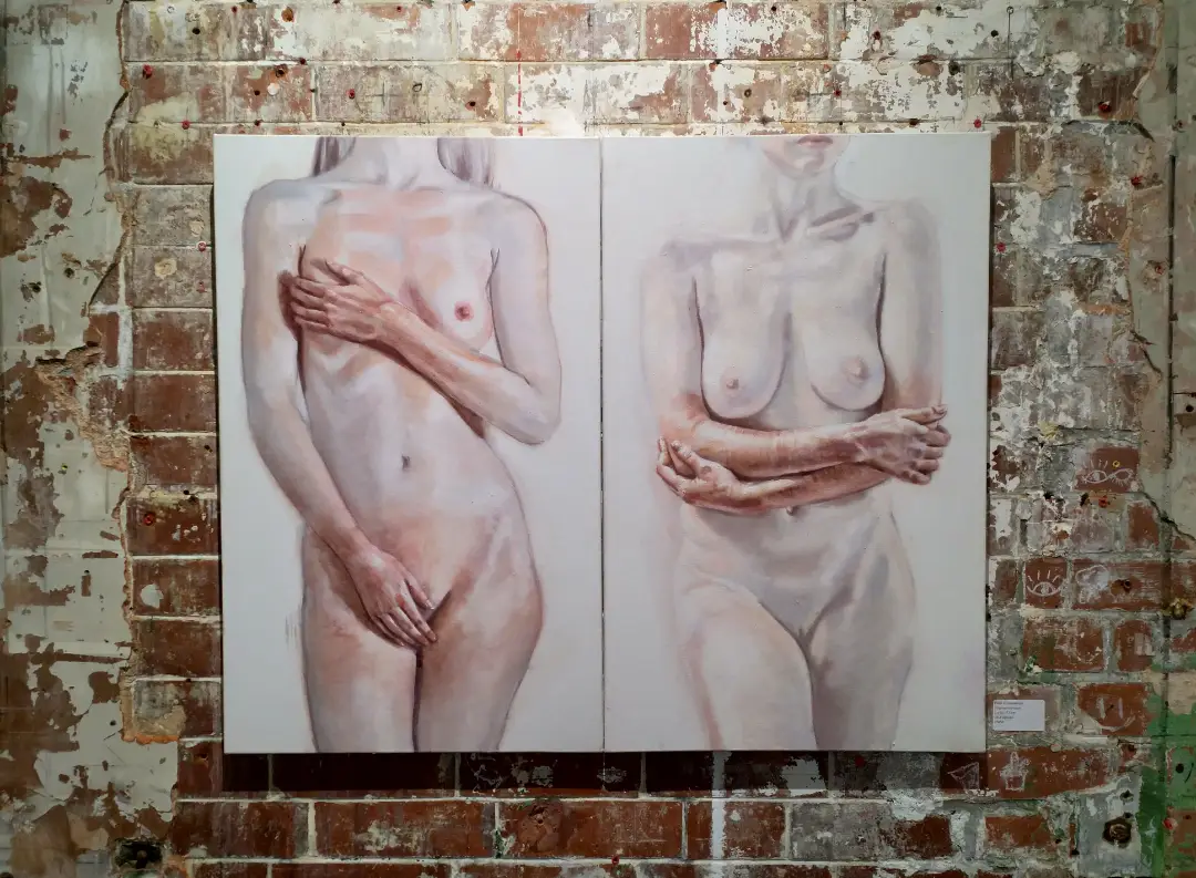 two naked portraits, unnamed portraits shown at the london ultra art exhibition