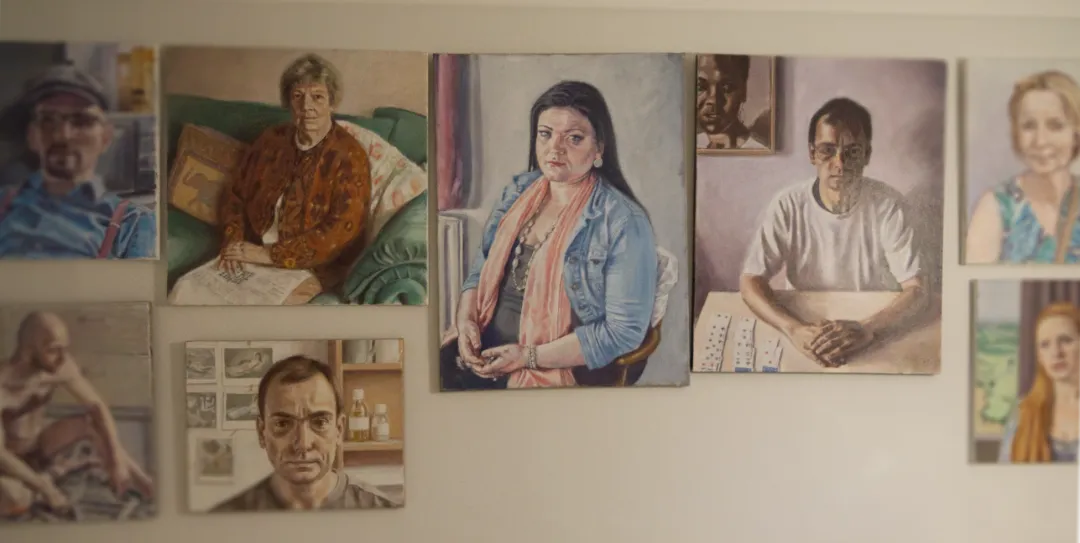 selection of portrait paintings from the artist's studio