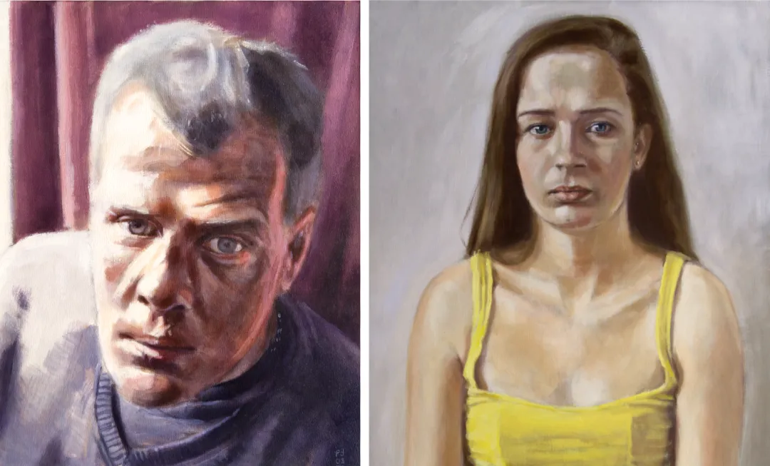 two examples of head and shoulders portrait paintings